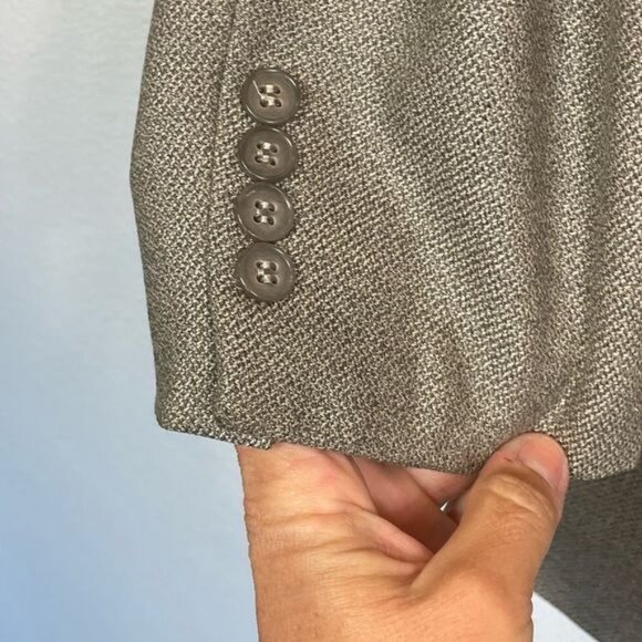 Claiborne Mens Wool Silk Sport Coat Blazer Tan Brown Weave Single Breast Sz 44R - Picture 5 of 8